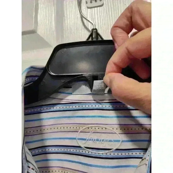 Foxcroft Blue Multicolor Stripe Button-Up L/S Classic Fit Wrinkle Free Shirt 16 - Picture 5 of 7